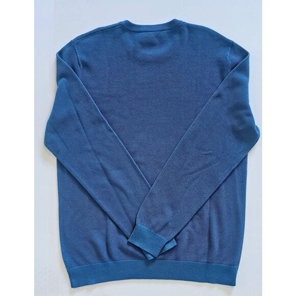 Theory Riland Piqué 99% Cotton Crewneck Sweater Blue, Mens Sz XL, New - Picture 2 of 6